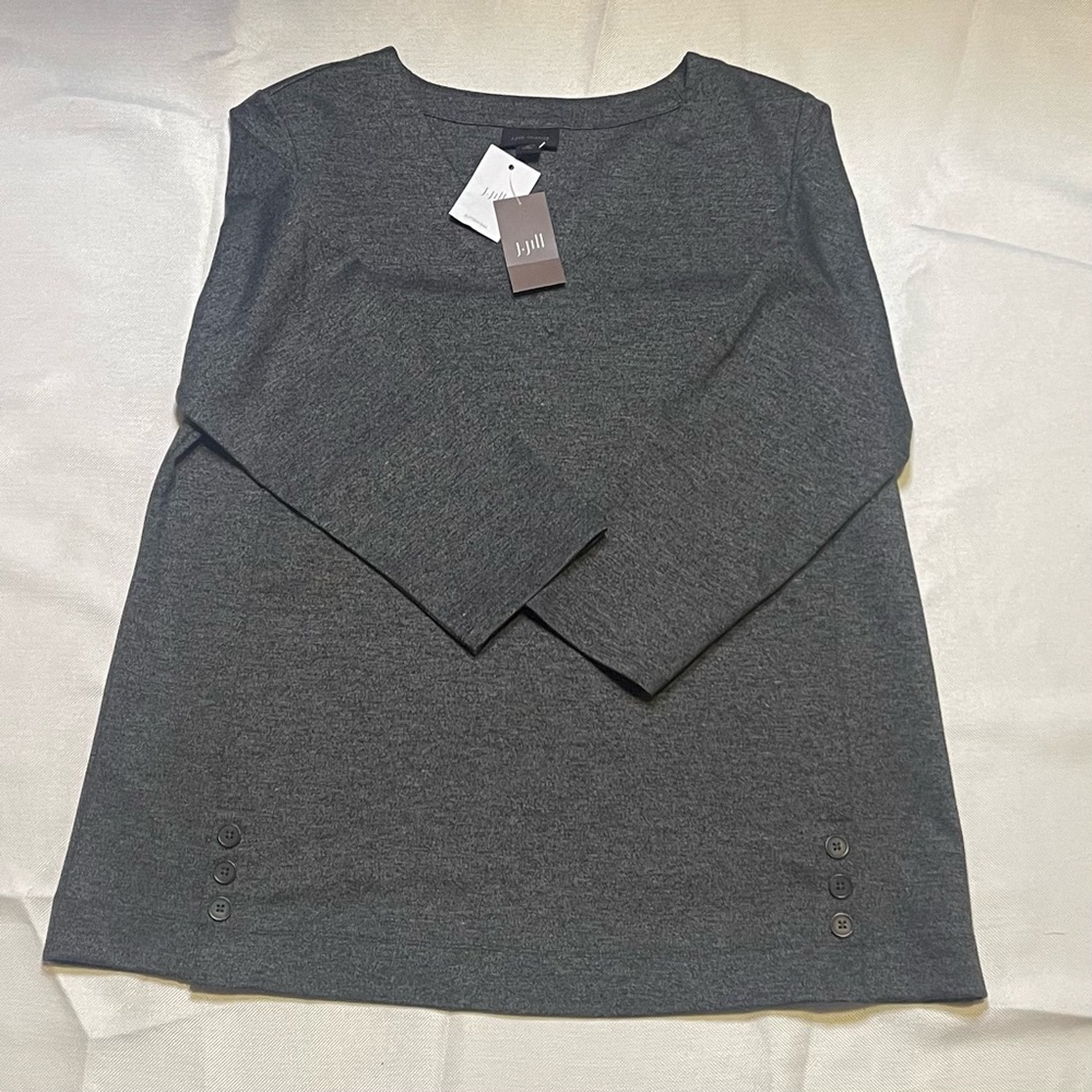 J. Jill Wearever Collection Gray 3/4 sleeve travel friendly Knit Top